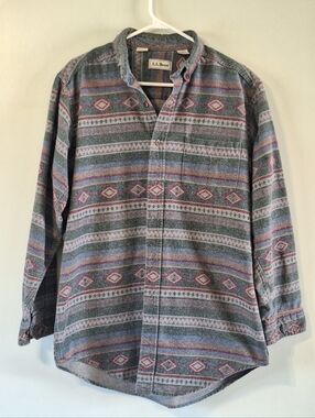 L.L.Bean 90's Vintage Aztec Button-down Shirt - M